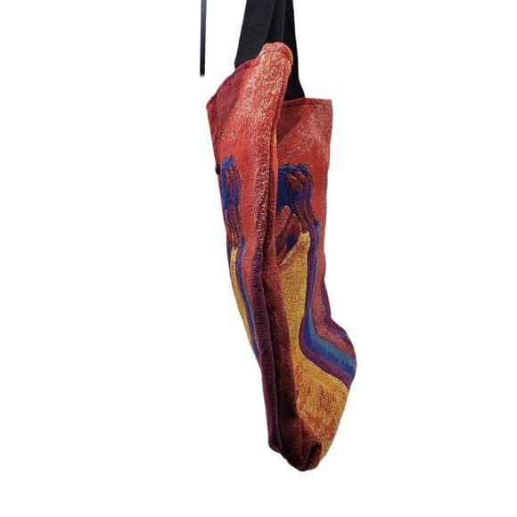 Walk By Faith Woven Tote Hand Bag Multicolored Zip Closure Red Orange 16 in NWT - Picture 2 of 10